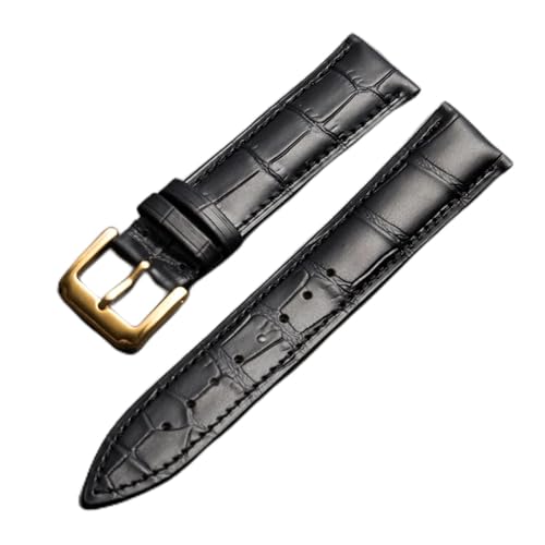 NLNKDTDPAK Universal Ersatzschicht Lederarmband Leder Armband for Männer Frauen 10mm-24mm Uhrenarmband(Black-Gold buckle,10mm) von NLNKDTDPAK