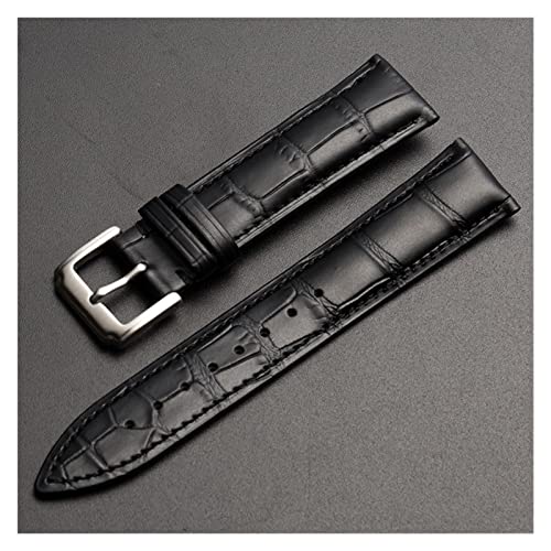 NLNKDTDPAK Universal Ersatzschicht Lederarmband Leder Armband for Männer Frauen 10mm-24mm Uhrenarmband(Black-Silver buckle,16mm) von NLNKDTDPAK