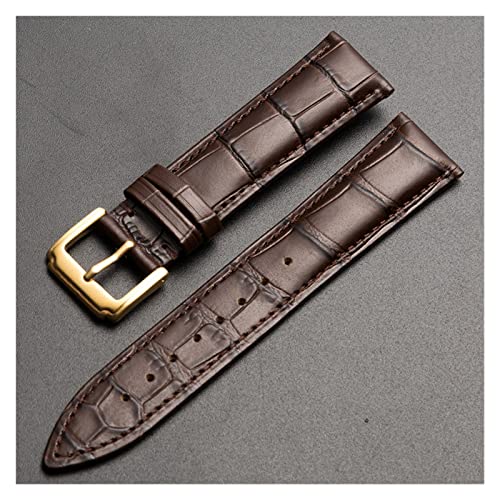 NLNKDTDPAK Universal Ersatzschicht Lederarmband Leder Armband for Männer Frauen 10mm-24mm Uhrenarmband(Brown-Gold buckle,20mm) von NLNKDTDPAK