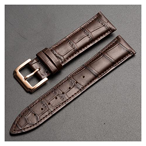 NLNKDTDPAK Universal Ersatzschicht Lederarmband Leder Armband for Männer Frauen 10mm-24mm Uhrenarmband(Brown-RG buckle,21mm) von NLNKDTDPAK