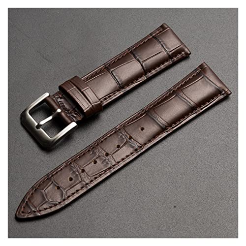 NLNKDTDPAK Universal Ersatzschicht Lederarmband Leder Armband for Männer Frauen 10mm-24mm Uhrenarmband(Brown-Silver buckle,19mm) von NLNKDTDPAK