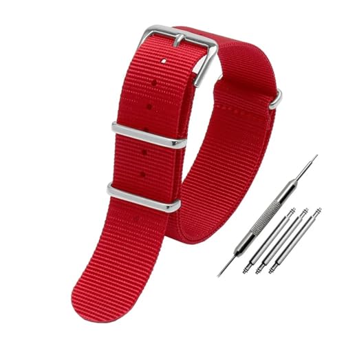 NLNKDTDPAK Universelles Nylon-Canvas-Uhrenarmband, passend for DW, passend for Briston, passend for Rolex, 18 mm, 20 mm, 22 mm, Schwarz, Rot, Grün, Khaki, Blau, Sport-Armband for Herren und Damen(Red- NLNKDTDPAK Universelles Nylon-Canvas-Uhrenarmband, passend for DW, passend for Briston, passend for Rolex, 18 mm, 20 mm, 22 mm, Schwarz, Rot, Grün, Khaki, Blau, Sport-Armband for Herren und Damen(Red- von NLNKDTDPAK