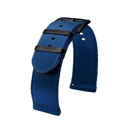 NLNKDTDPAK Verdicktes Canvas-Nylon-Uhrenarmband, passend for Omega/Fit for Joint Moon, 20 mm Schnellverschluss-Armband, grau-schwarzes Armbanduhrenarmband(Blue bk) von NLNKDTDPAK