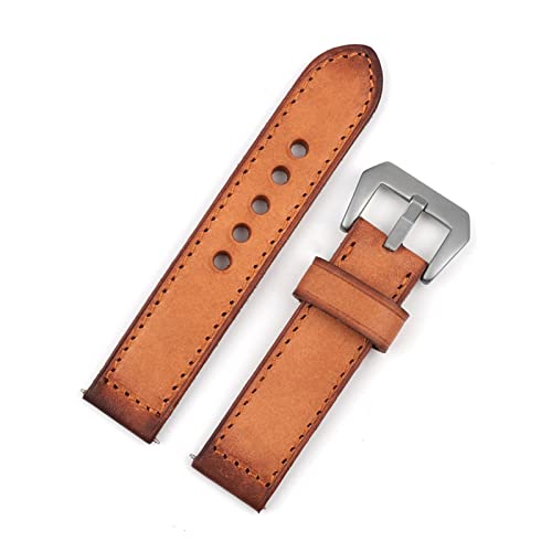 NLNKDTDPAK Vintage-Leder-Armband 20mm 22mm 24mm handgemachte Nähte Ersatz for Panerai-Uhr(Brown,22mm) von NLNKDTDPAK