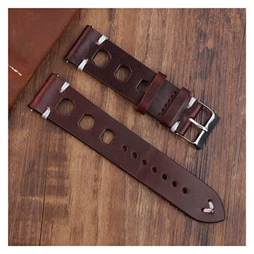 NLNKDTDPAK Vintage Lederband Uhrenarmband 18mm 20mm 22mm 24mm Handgemachte Handgelenk Armband Rot Schwarz Braun Farbe Watchstrap(Dark coffee,24mm) von NLNKDTDPAK