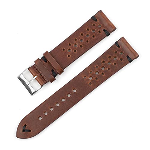 NLNKDTDPAK Vintage Lederbanduhrarmband 18mm 20mm 22mm 24mm Handgemachte Uhr Armband Zubehör Hohl Split Design Watchstrap for Männer(Brown black wire,18mm) von NLNKDTDPAK