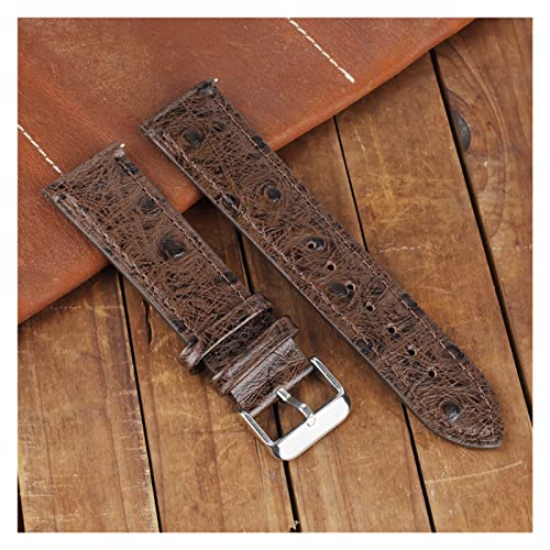 NLNKDTDPAK Vintage Straußmuster Leder Armband 18mm 20mm 22mm 24mm Schwarz Uhrengurt Gürtel for Watch Repalcement(Coffee,22mm) von NLNKDTDPAK