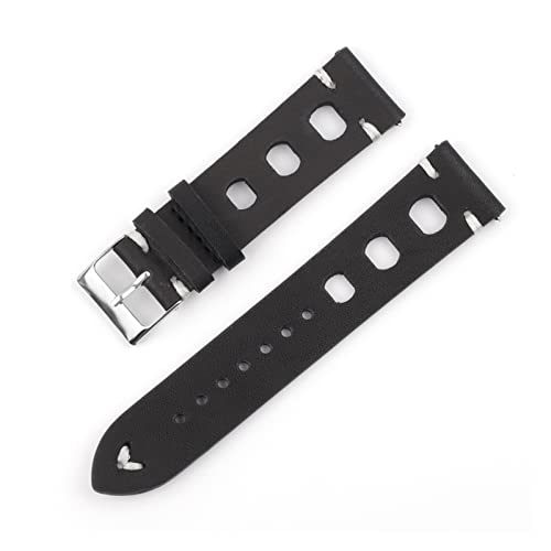 NLNKDTDPAK Vintage Uhrenarmband Poröse atmungsaktive Lederarmband rot schwarz braun 18/20/22 / 24mm Schnellspanner Uhrband Wistband Armbänder(Black,18mm) von NLNKDTDPAK