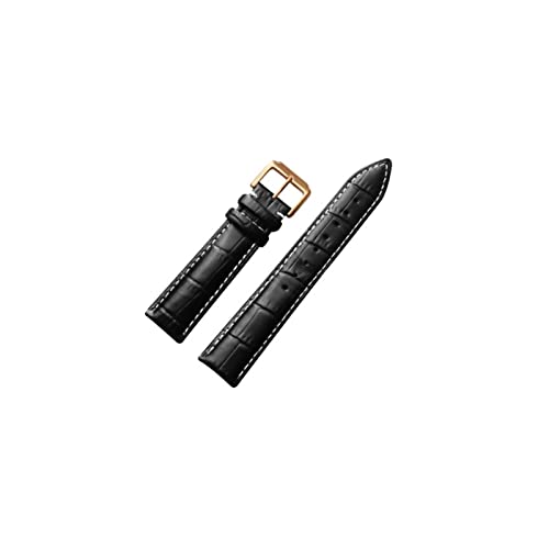 NLNKDTDPAK Watch 22mm Lederarmbands 16mm 18mm 20mm 24mm Schwarz Braun Frauen Männer Uhrenband Band Gurt mit Schnalle(Gold-black White,18mm) von NLNKDTDPAK
