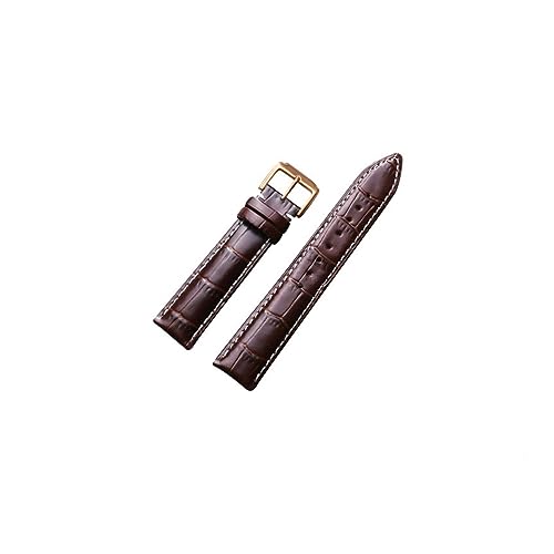 NLNKDTDPAK Watch 22mm Lederarmbands 16mm 18mm 20mm 24mm Schwarz Braun Frauen Männer Uhrenband Band Gurt mit Schnalle(Gold-brown White,18mm) von NLNKDTDPAK