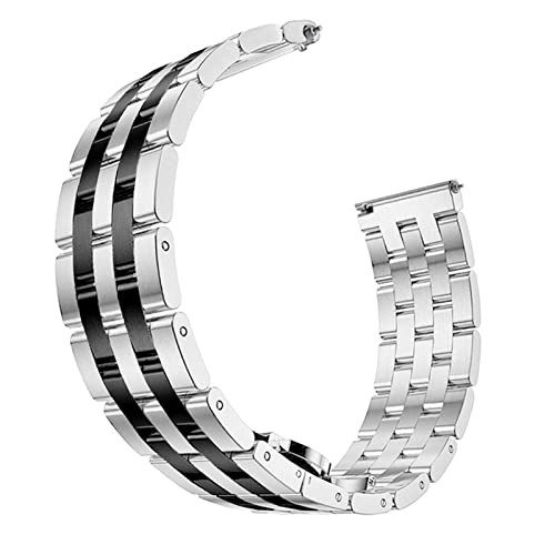 NLNKDTDPAK Watch 46mm Band 22mm Edelstahl Metall Link Armband Armbandarmband S3 Klassische Grenze Fit for Samsung Galaxy(Silver black) von NLNKDTDPAK