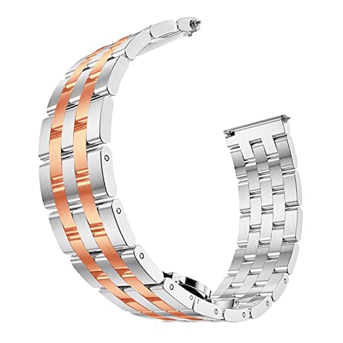 NLNKDTDPAK Watch 46mm Band 22mm Edelstahl Metall Link Armband Armbandarmband S3 Klassische Grenze Fit for Samsung Galaxy(Silver rose gold) von NLNKDTDPAK