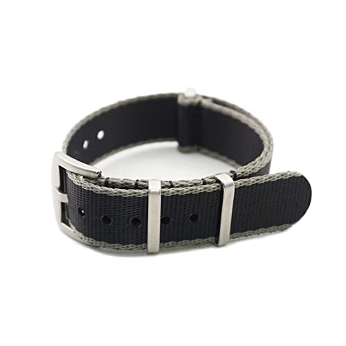 NLNKDTDPAK Watch Strap Nato Nylon Strap 20mm 22mm Universal Typ Sport Truppen Fallschirmtasche Watchband Pilot Military Uhrenband(Black Grey Edge,20mm) von NLNKDTDPAK