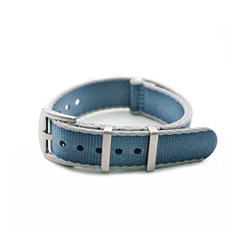 NLNKDTDPAK Watch Strap Nato Nylon Strap 20mm 22mm Universal Typ Sport Truppen Fallschirmtasche Watchband Pilot Military Uhrenband(Light Blue Grey Edge,20mm) von NLNKDTDPAK