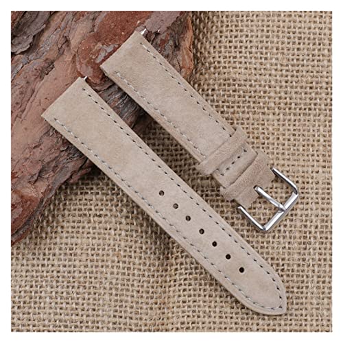 NLNKDTDPAK Wildleder-Armband-Armband 18mm 19mm 20mm 22mm 24mm handgefertigte Stitching Watchstrap Schnellversion for Männer Frauen Watch Ersatz(Beige,20mm) von NLNKDTDPAK