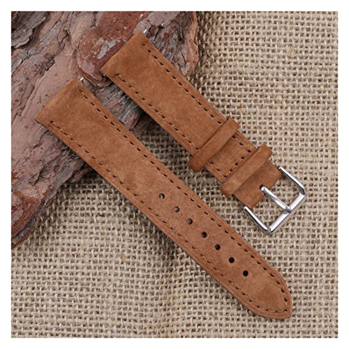 NLNKDTDPAK Wildleder-Armband-Armband 18mm 19mm 20mm 22mm 24mm handgefertigte Stitching Watchstrap Schnellversion for Männer Frauen Watch Ersatz(Brown,22mm) von NLNKDTDPAK