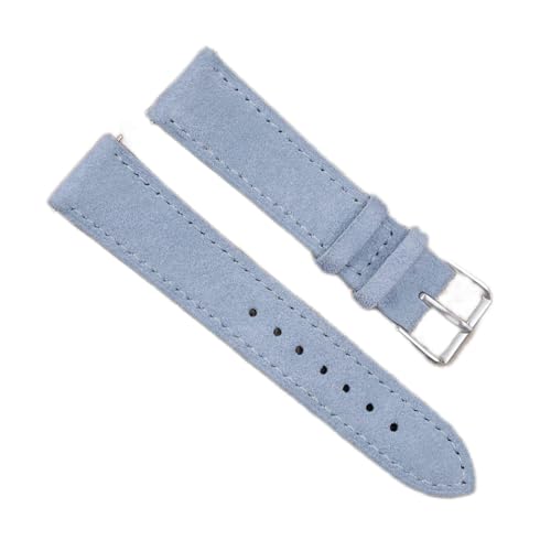 NLNKDTDPAK Wildleder-Armband-Armband 18mm 19mm 20mm 22mm 24mm handgefertigte Stitching Watchstrap Schnellversion for Männer Frauen Watch Ersatz(Light blue,18mm) von NLNKDTDPAK