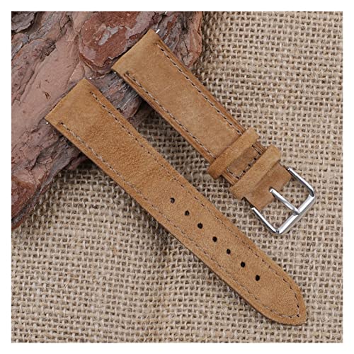 NLNKDTDPAK Wildleder-Armband-Armband 18mm 19mm 20mm 22mm 24mm handgefertigte Stitching Watchstrap Schnellversion for Männer Frauen Watch Ersatz(Tan,20mm) von NLNKDTDPAK