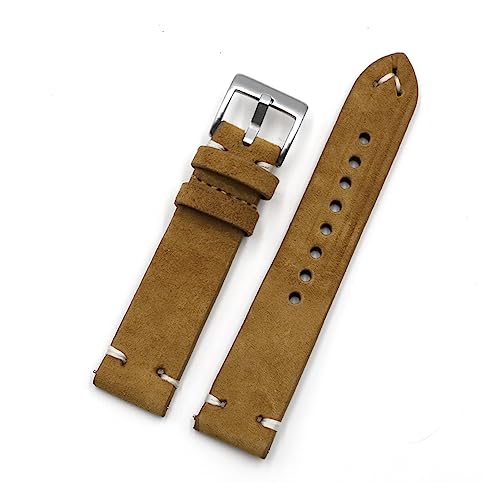 NLNKDTDPAK Wildleder-Uhr-Uhr-Band18mm 20mm 22mm 24mm Quick-Release-Strap Ersatz Vintage-Armband for Männer Frauen braun(Tan,20mm) von NLNKDTDPAK