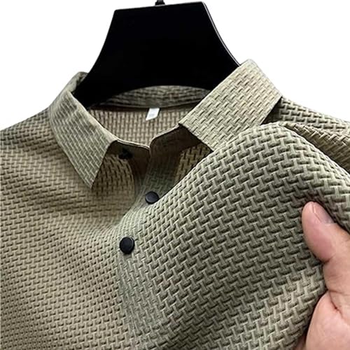 NLONGCH Kurzärmeliges Herren-Poloshirt aus Netzstoff, Eisseide, bequem, atmungsaktiv, Sommer-Mesh-Kurzarm, Anti-Falten, Eisseide, Herren-Poloshirt, grün, XL von NLONGCH