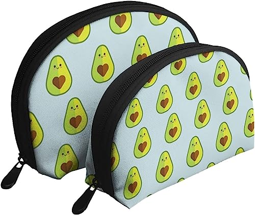 2 Stück Kosmetiktaschen, Avocado-Herz-Samen, Reise-Make-up-Tasche, Muschel-Kulturbeutel, Damen-Handtasche von NLWQEKV