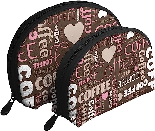 2 Stück Kosmetiktaschen, Kaffeeliebhaber, Hipster, Espresso, Reise-Make-up-Tasche, Muschel-Kulturbeutel, Damen-Handtasche von NLWQEKV