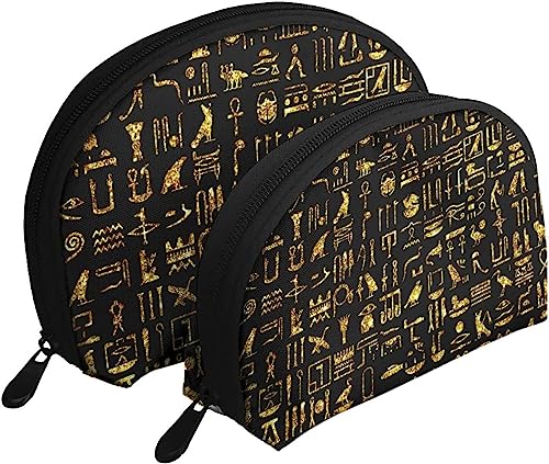 2 Stück Kosmetiktaschen, glitzerndes Auge des Horus, Ägypten, Reise-Make-up-Tasche, Muschel-Kulturbeutel, Damen-Handtasche von NLWQEKV