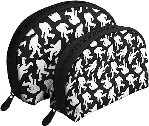 2 Stück Kosmetiktaschen Bigf Oot Silhouettes Hipster Reise-Make-up-Tasche Shell Kulturbeutel Damen Handtasche von NLWQEKV