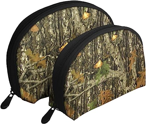 2 Stück Kosmetiktaschen Camouflage Jagd Braun Reise Make-up Tasche Shell Kulturbeutel Damen Handtasche von NLWQEKV