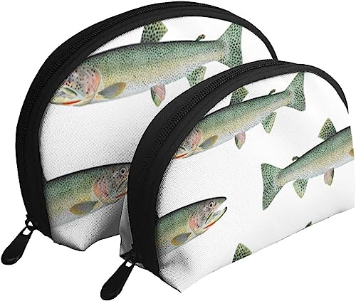 2 Stück Kosmetiktaschen Cutthroat Rrout On White Reise-Make-up-Tasche Shell Kulturbeutel Damen Handtasche von NLWQEKV