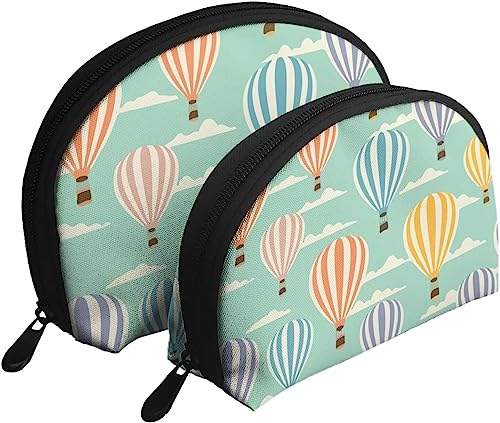 2 Stück Kosmetiktaschen Hot Air Balloon Romantik Turkey Reise-Make-up-Tasche Shell Kulturbeutel Damen Handtasche von NLWQEKV