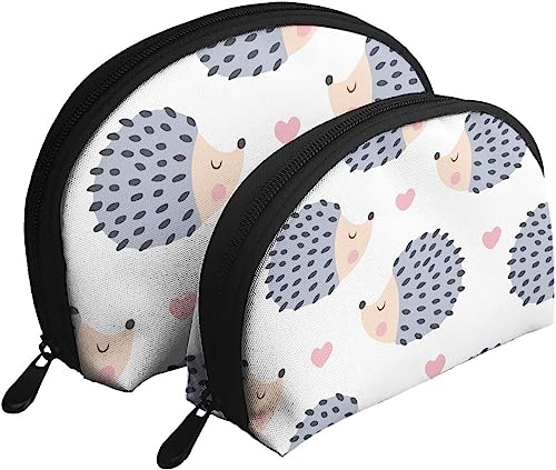 2 Stück Kosmetiktaschen Kawaii Igel Herz Reise Make-up Tasche Shell Toilettenartikel Damen Handtasche von NLWQEKV