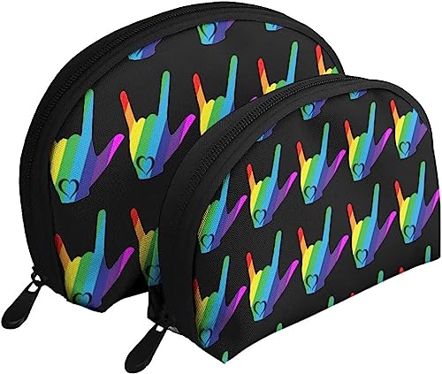 2 Stück Kosmetiktaschen LGBT Gay Pride Regenbogen Reise Make-up Tasche Shell Kulturbeutel Damen Handtasche von NLWQEKV