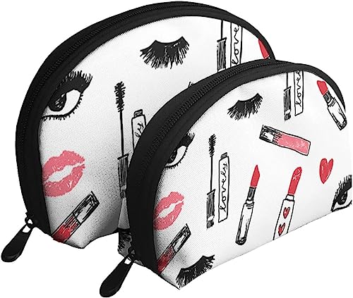 2 Stück Kosmetiktaschen Make-up Lippenstift Wimpern Schönheit Reise Make-up Tasche Shell Kulturbeutel Frauen Handtasche von NLWQEKV