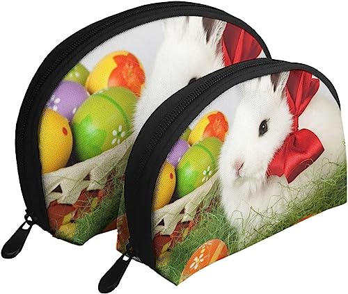 2 Stück Kosmetiktaschen Ostern Kaninchen Neujahr Reise Make-up Tasche Shell Kulturbeutel Damen Handtasche von NLWQEKV