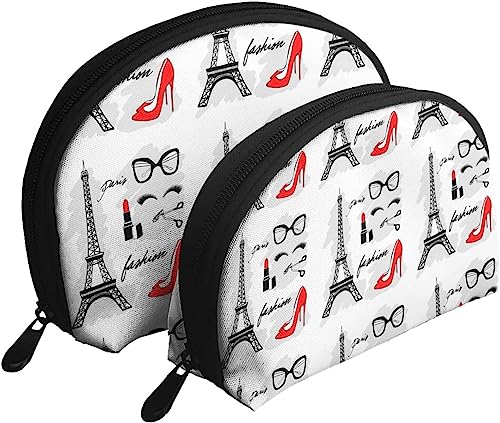 2 Stück Kosmetiktaschen Paris Eiffelturm Roter Lippenstift Reise-Make-up-Tasche Shell Kulturbeutel Damen Handtasche 2 Stück Kosmetiktaschen Paris Eiffelturm Roter Lippenstift Reise-Make-up-Tasche Shell Kulturbeutel Damen Handtasche von NLWQEKV