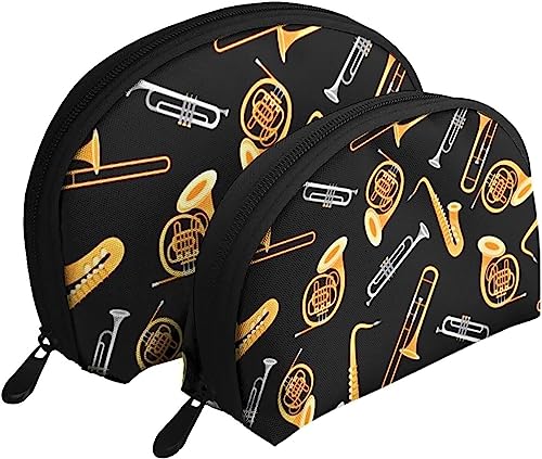 2 Stück Kosmetiktaschen Saxophon Posaune Liebhaber Musik Reise Make-up Tasche Shell Kulturbeutel Damen Handtasche 2 Stück Kosmetiktaschen Saxophon Posaune Liebhaber Musik Reise Make-up Tasche Shell Kulturbeutel Damen Handtasche von NLWQEKV