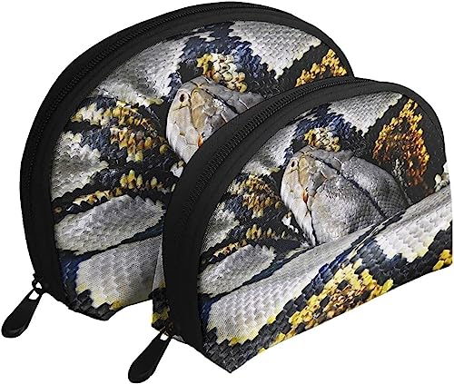 2 Stück Kosmetiktaschen Schlange retikuliert Python Camouflage Reise Make-up Tasche Shell Kulturbeutel Damen Handtasche von NLWQEKV