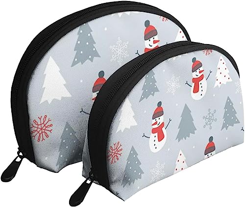 2 Stück Kosmetiktaschen Weihnachten Schneemann Kawaii Reise Make-up Tasche Shell Toilettenartikel Damen Handtasche von NLWQEKV