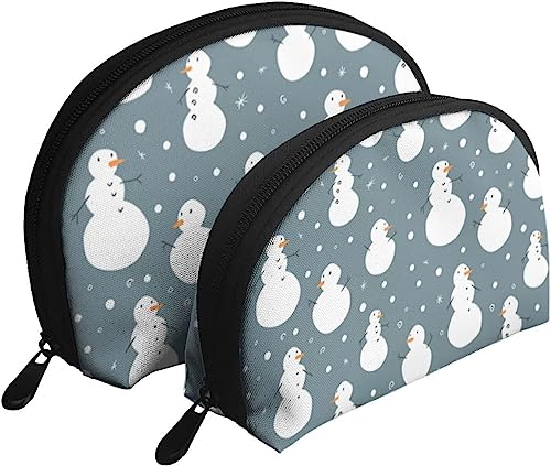 2 Stück Kosmetiktaschen Weihnachten Weihnachten Schneemann Familie Reise Make-up Tasche Shell Toilettenartikel Damen Handtasche von NLWQEKV