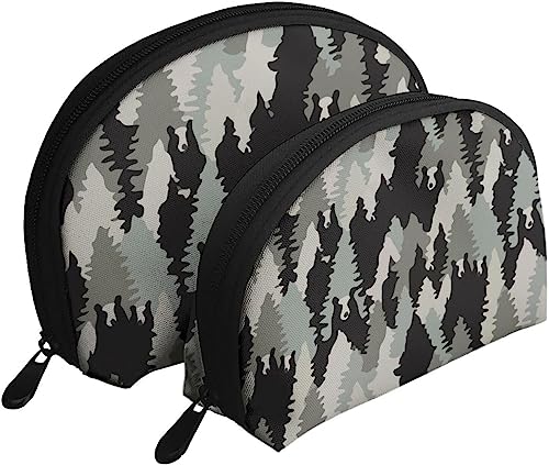 2 Stück Kosmetiktaschen mit Bären-Textur, Camouflage, Reise-Make-up-Tasche, Muschel, Kulturbeutel, Damen-Handtasche von NLWQEKV