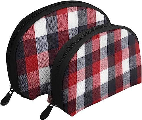 2 Stück Kosmetiktaschen weiß rot Gitter kariert Reise Make-up Tasche Shell Kulturbeutel Damen Handtasche 2 Stück Kosmetiktaschen weiß rot Gitter kariert Reise Make-up Tasche Shell Kulturbeutel Damen Handtasche von NLWQEKV