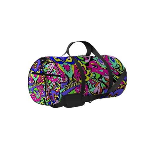 Abstrakte bunte nahtlose psychedelische Muster-Sporttasche, Tragetasche, wasserdichte Sporttasche mit Schultergurt, Reißverschluss, 2 Seitentaschen für Männer und Frauen, Reise- und Aufbewahrungs-Umhä von NLWQEKV