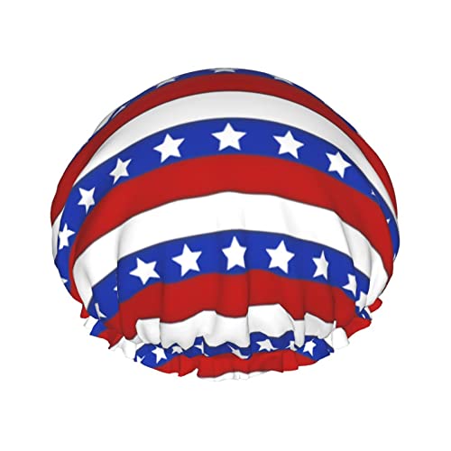 America Duschhaube für Damen, verstellbar, doppelt wasserdicht, Bade-Duschhut, Haarschutz, wiederverwendbar, Damen-Spa-Salon-Duschhut von NLWQEKV