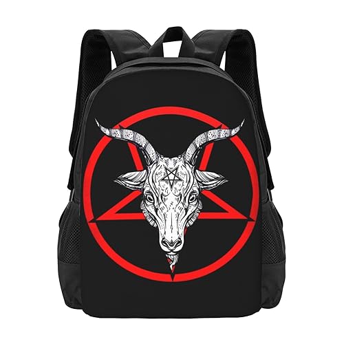 Baphomet Satan Rucksack, Schultasche für Mädchen und Jungen, Rucksäcke für Reisen, leicht, 41,9 cm (16,5 Zoll), lässiger Tagesrucksack von NLWQEKV