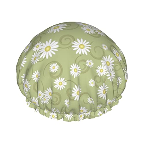 Daisy Duschhaube für Damen, verstellbar, doppellagig, wasserdicht, Bade-Duschhut, Haarschutz, wiederverwendbar, Damen-Spa-Salon-Duschhut von NLWQEKV