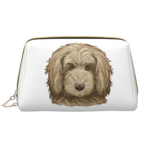 Goldendoodle Welpe, große Leder-Make-up-Tasche, Kosmetiktasche mit Reißverschluss, Reise-Kosmetik-Organizer für Frauen und Mädchen von NLWQEKV