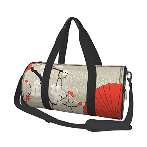 Japanische rote Regenschirm-Kirschblüten-Reisetasche, große Sport-Sporttasche, multifunktionale Übernachtungstasche für Männer und Frauen von NLWQEKV