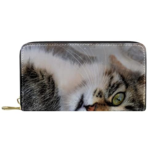NLWQEKV Leder-Geldbörse für Herren, große Damen-Geldbörse für Karten, Katzen, Münzfach mit Reißverschluss von NLWQEKV