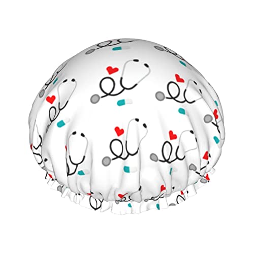 Love NursingPattern Duschhaube für Damen, verstellbar, doppelt, wasserdicht, Bade-Duschhut, Haarschutz, wiederverwendbar, Damen-Spa-Salon-Duschhut von NLWQEKV